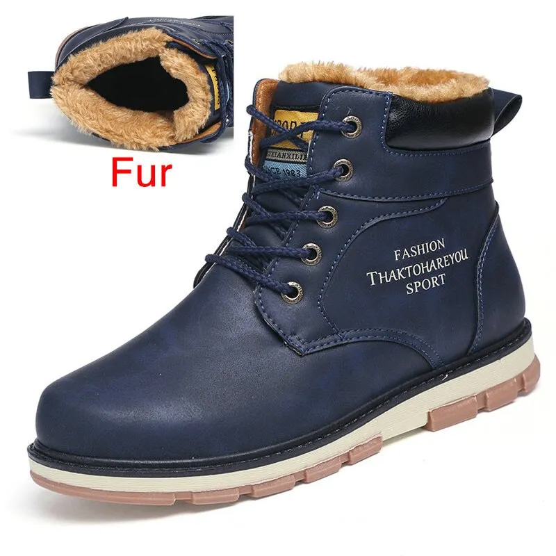 DEKABR 2022 Newest Autumn Winter Ankle Warm Boots Quality PU Leather Men Casual Working Shoes Vintage Style Lace Up Men Boots