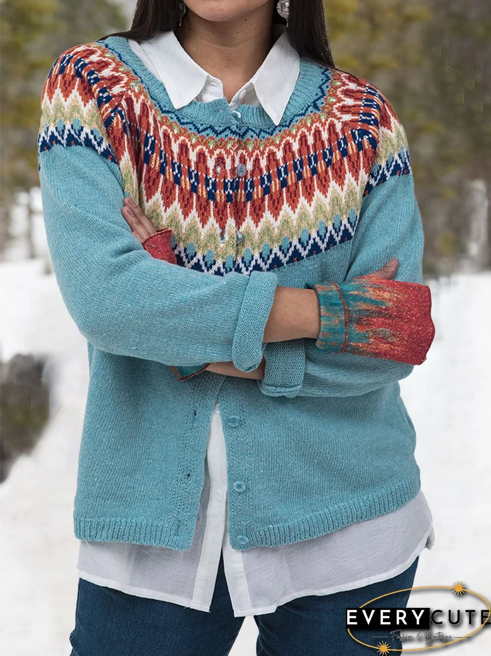 Printed Cotton Casual Cardigans