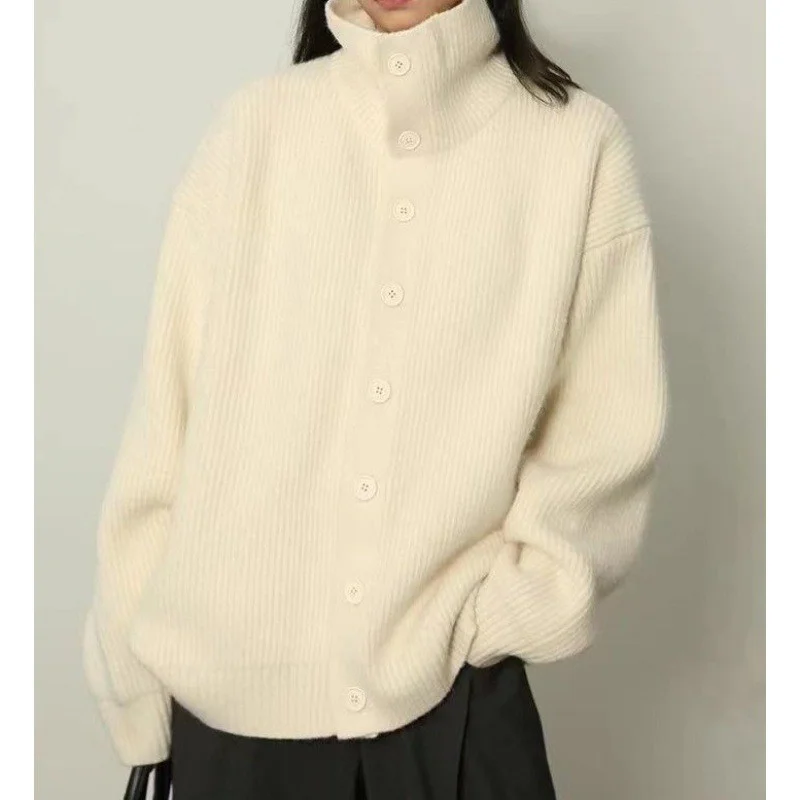 Ueong Version Of High-End Vintage Cardigan Sweater Women's Autumn And Winter New Large Size Loose Sweater Jacket