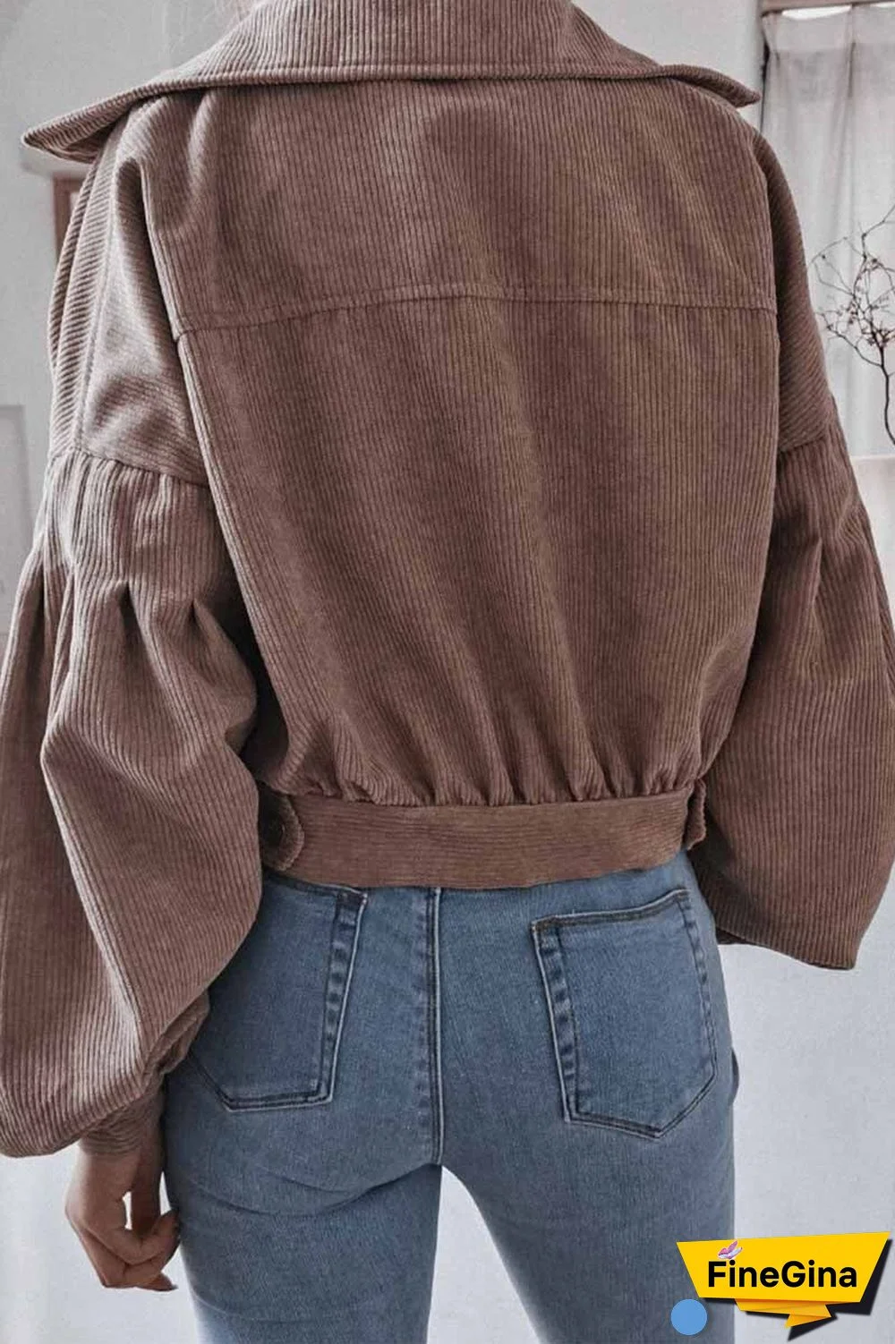 Corduroy Long Sleeve Coat Tops