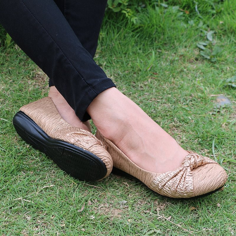Women’s Ballet Flat Shoes Knit Dress Shoes Round Toe Slip On Ballerina Walking Flats Shoes for Woman Low Wedge Comfort Soft