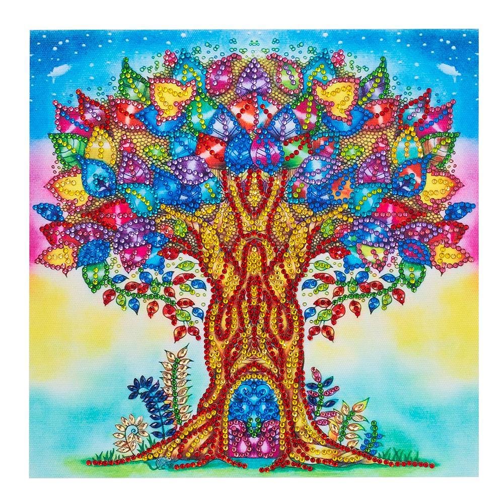 Diamond Painting - Special Shaped Drill - Colorful Tree(30*30cm)