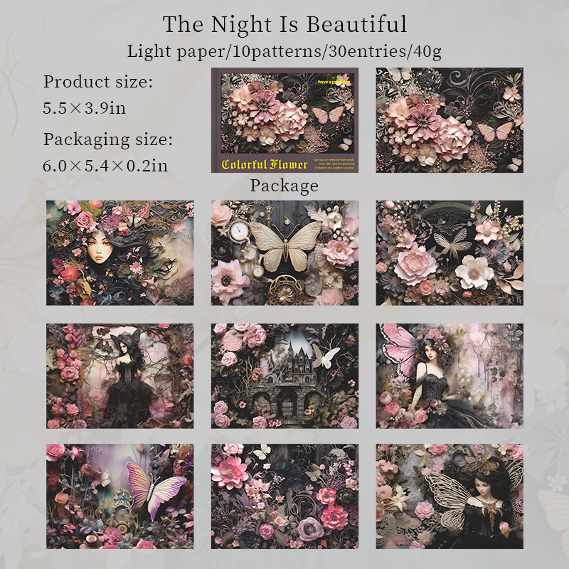 Journalsay Colorful Flower Series Vintage Floral Character Landscaping Material Paper 