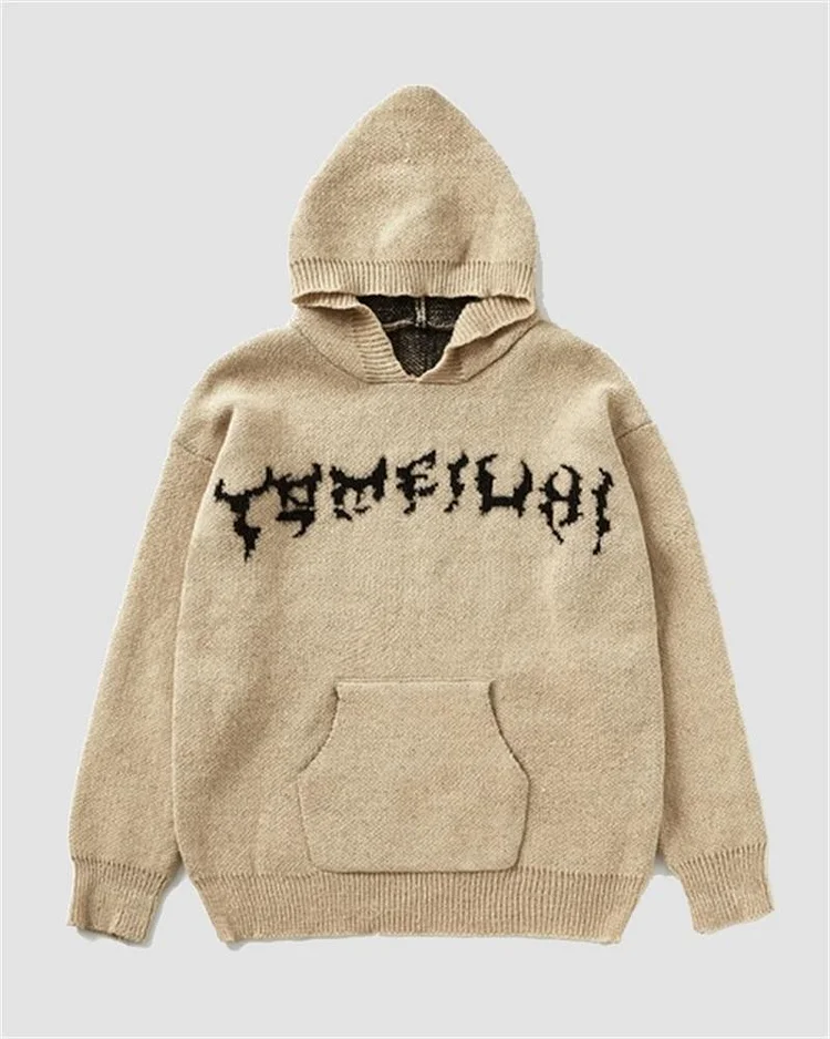 Grunge-Style Hip-Hop Hooded Sweater