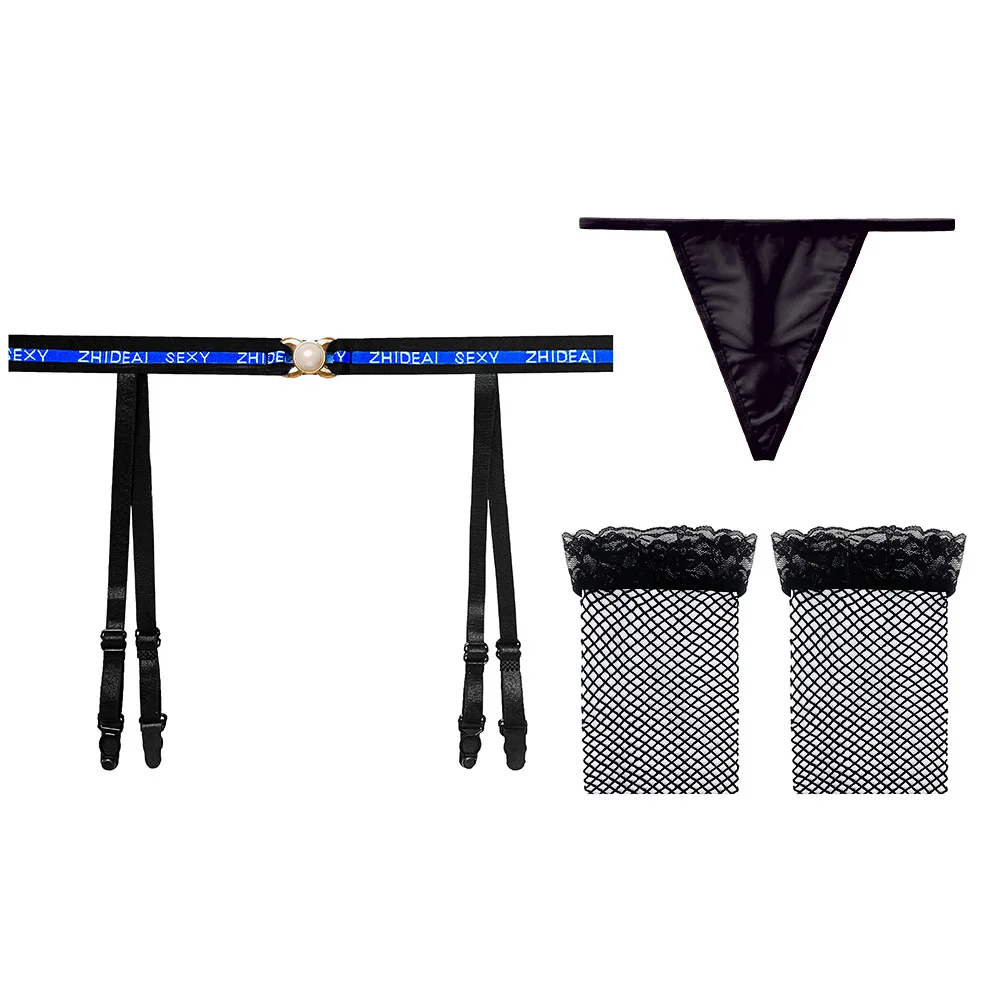 Nigikala Nigikala Garter Babes Diamond Black Silk Seduction Sexy Leg Garter Over Knee Stockings 2066