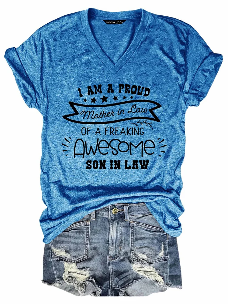 Bestdealfriday I Am A Proud Mother In Law V Neck T-Shirt