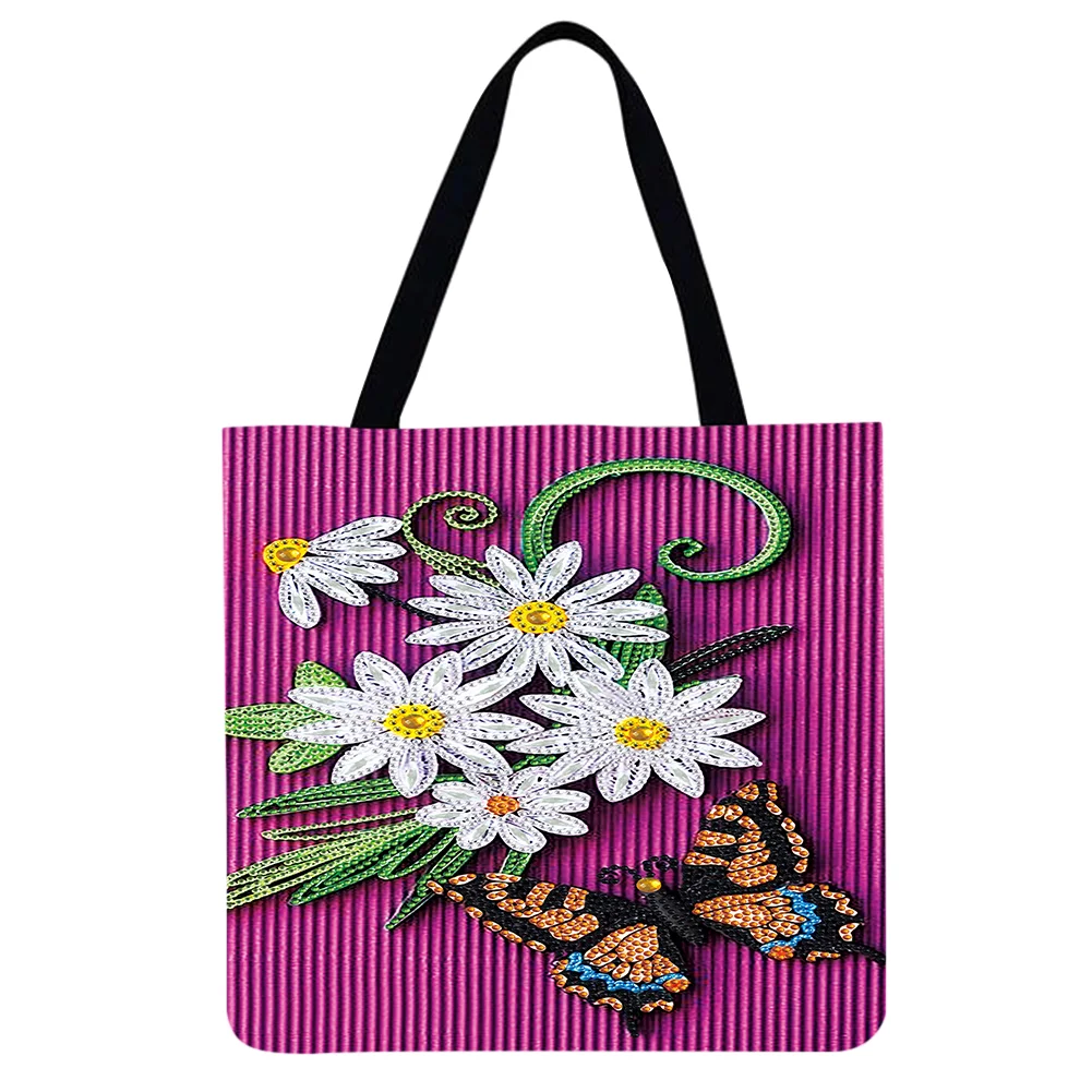 Linen Tote Bag -flowers