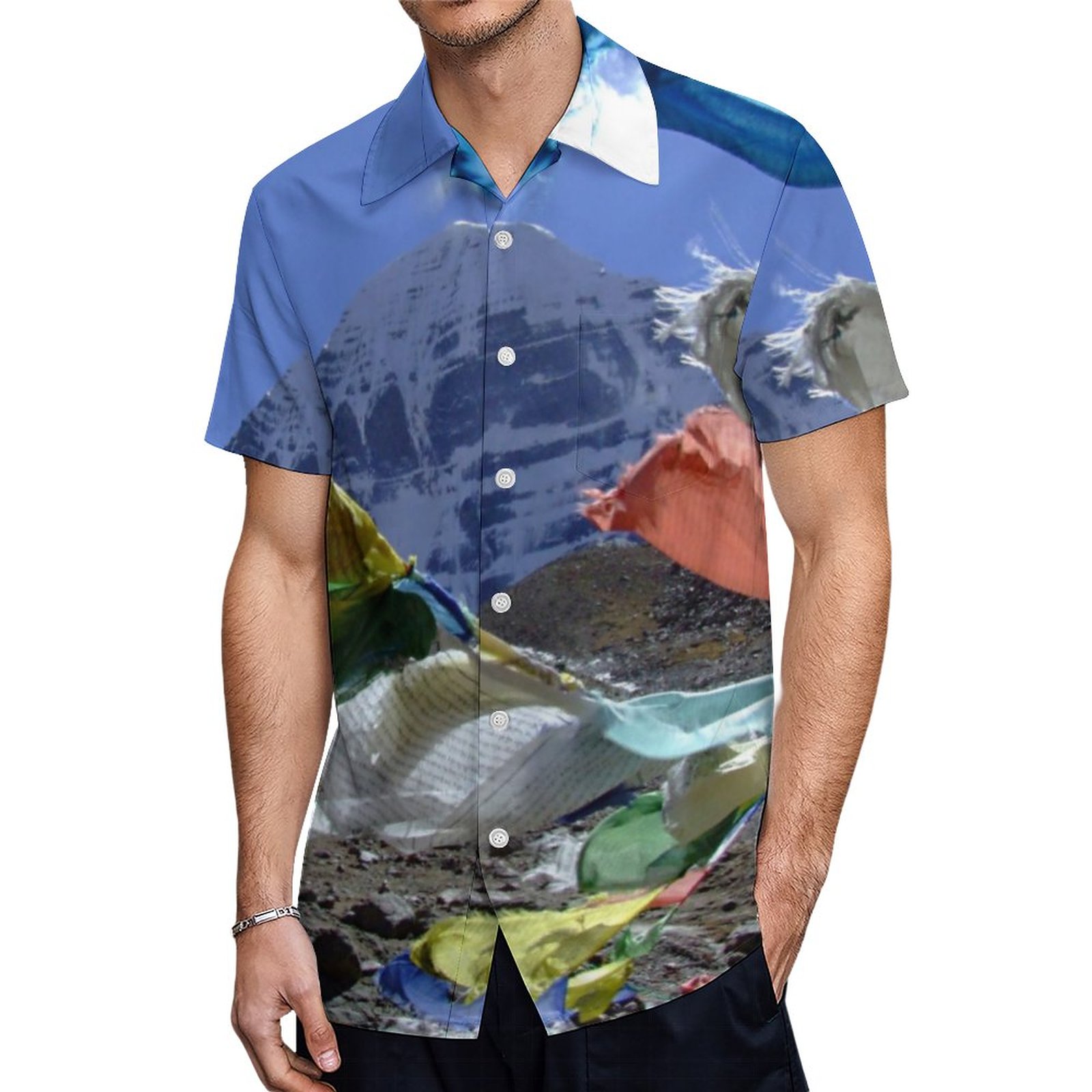 Kailash Holy Mountain Tibet Himalayas Hawaiian Shirt Mens Button Down Plus Size Tropical Hawaii Beach Shirts