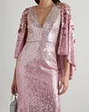 Cape-Effect Ombre Sequined Gown
