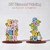 2pcs/set DIY Special Shape Diamond Painting Easter Bunny Egg Wooden Desk Ornament Craft Decor Kit