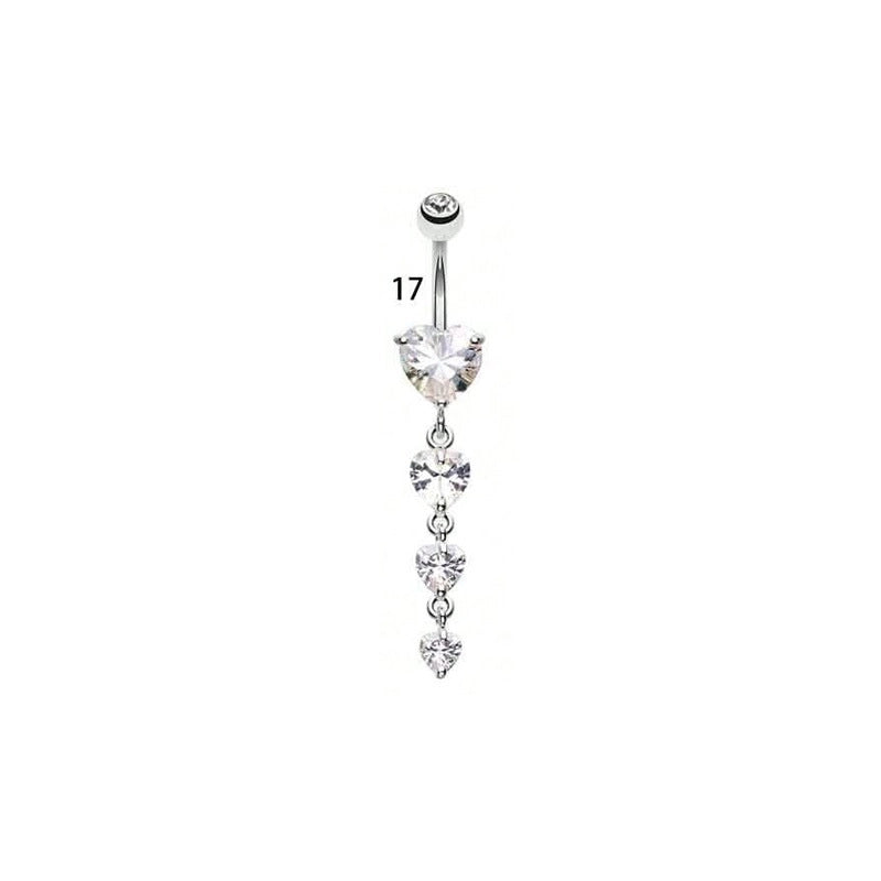 1 Piece Belly Rings Minimalist Classic Style Water Droplets 304 Stainless Steel Inlay Zircon Belly Rings