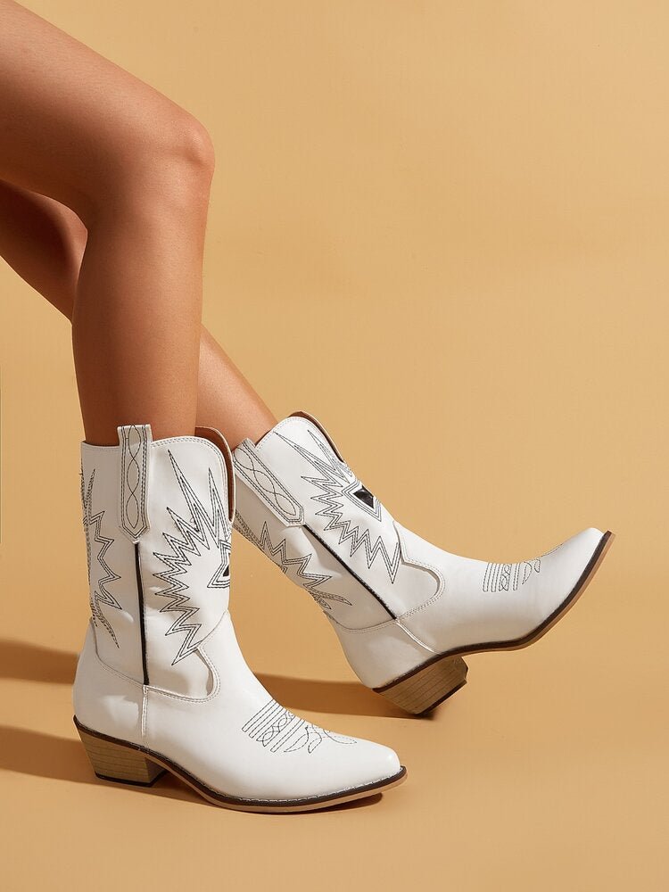 Graphic Chunky Western Boots