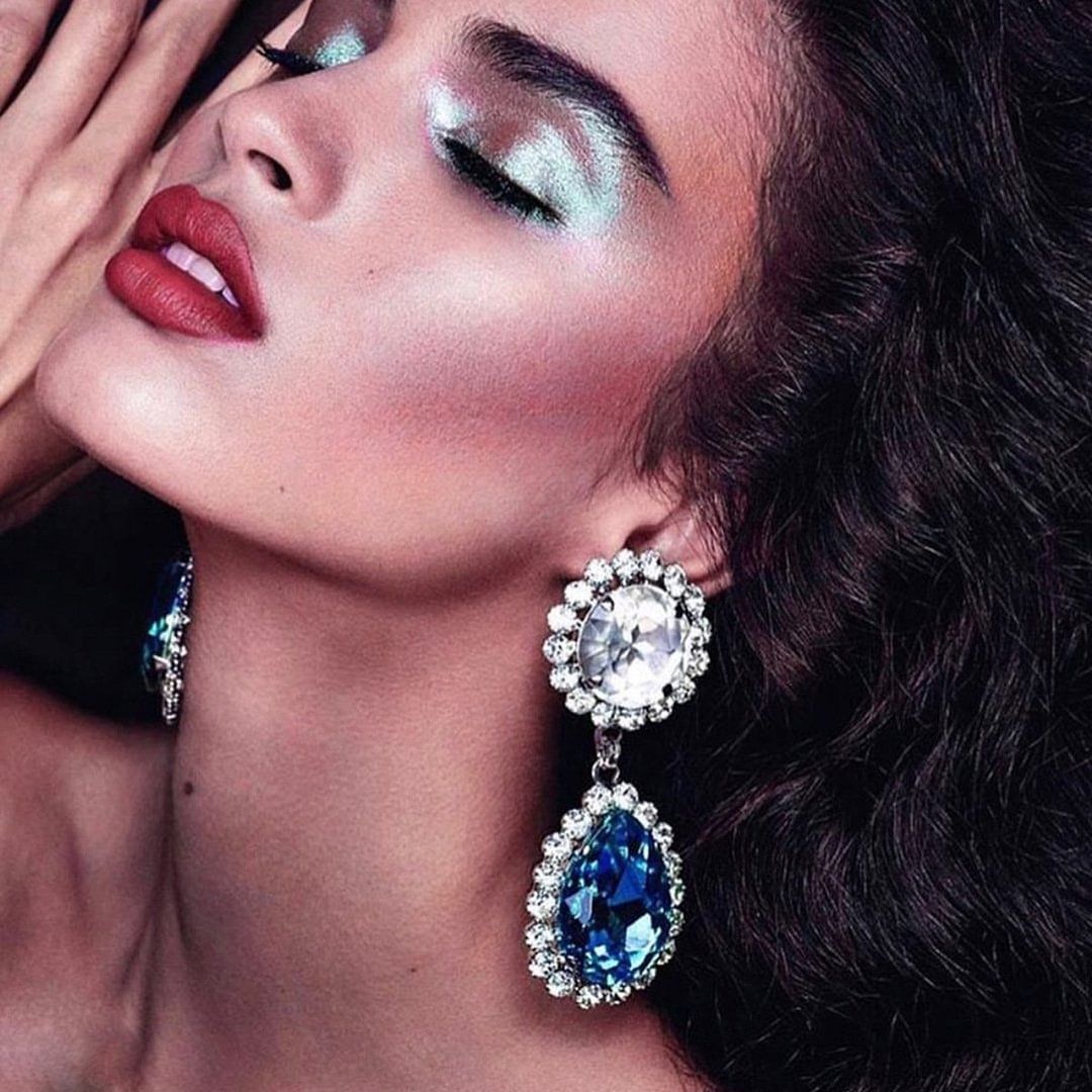 Chic women rhinestone drop-shaped party earings