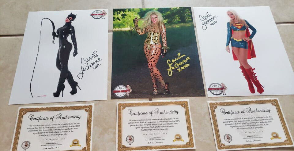 Lot of 3: Carrie LaChance Autographed/Signed Sexy 8x10 Photo Poster painting +COA's for each