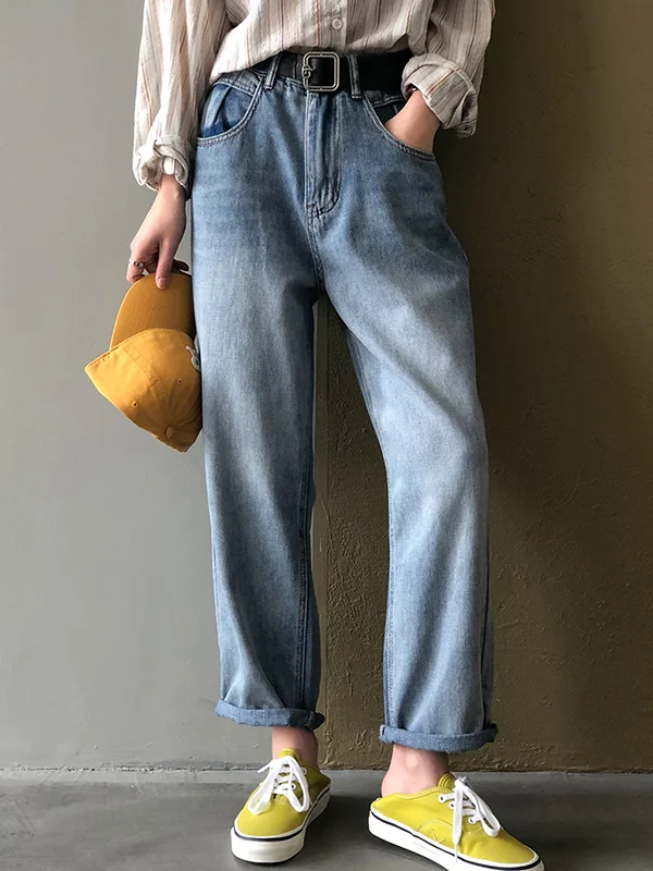 Casual High Waisted Wide Leg Jean Pants