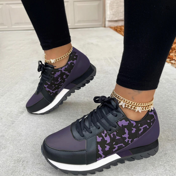 Women's Comfortable Camouflage Lace-up Sneakers - SissiStyles.com