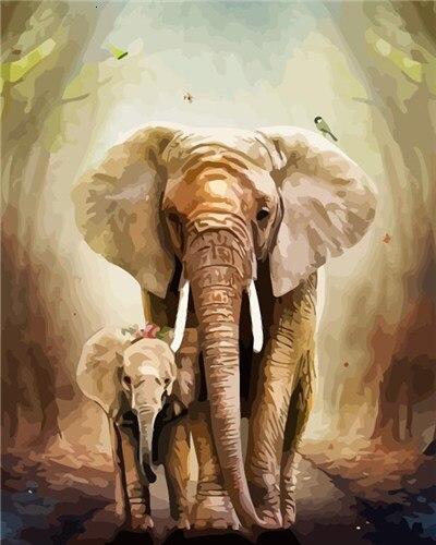 

Elephant Motherhood – Paint By Numbers - 40*50CM, 501 Original