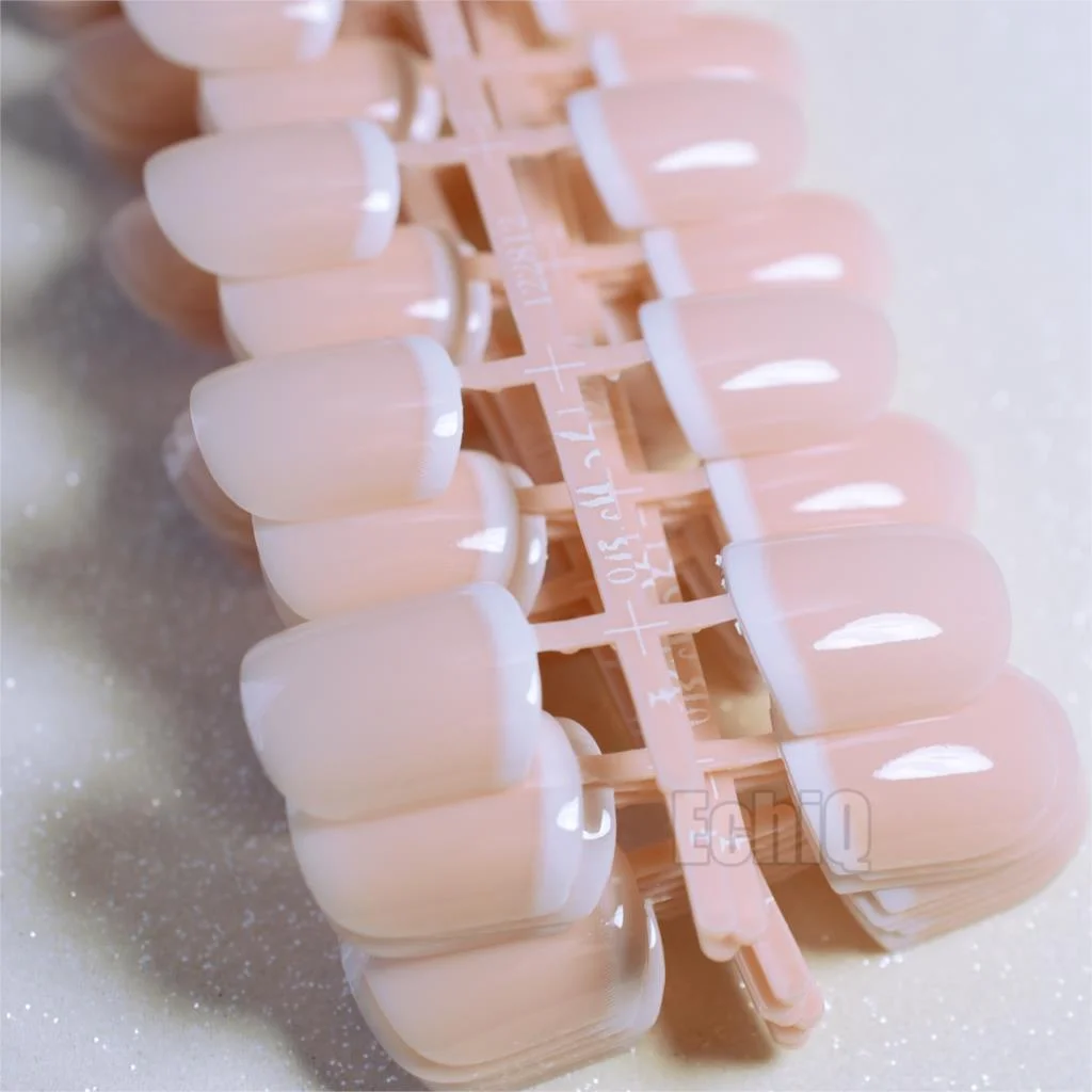 Short Beige French Nails White Tip Nude Color Classical Fake Nails Full Wrap Nail Art Tips for Daily Wear 240pcs-Nail Inspo
