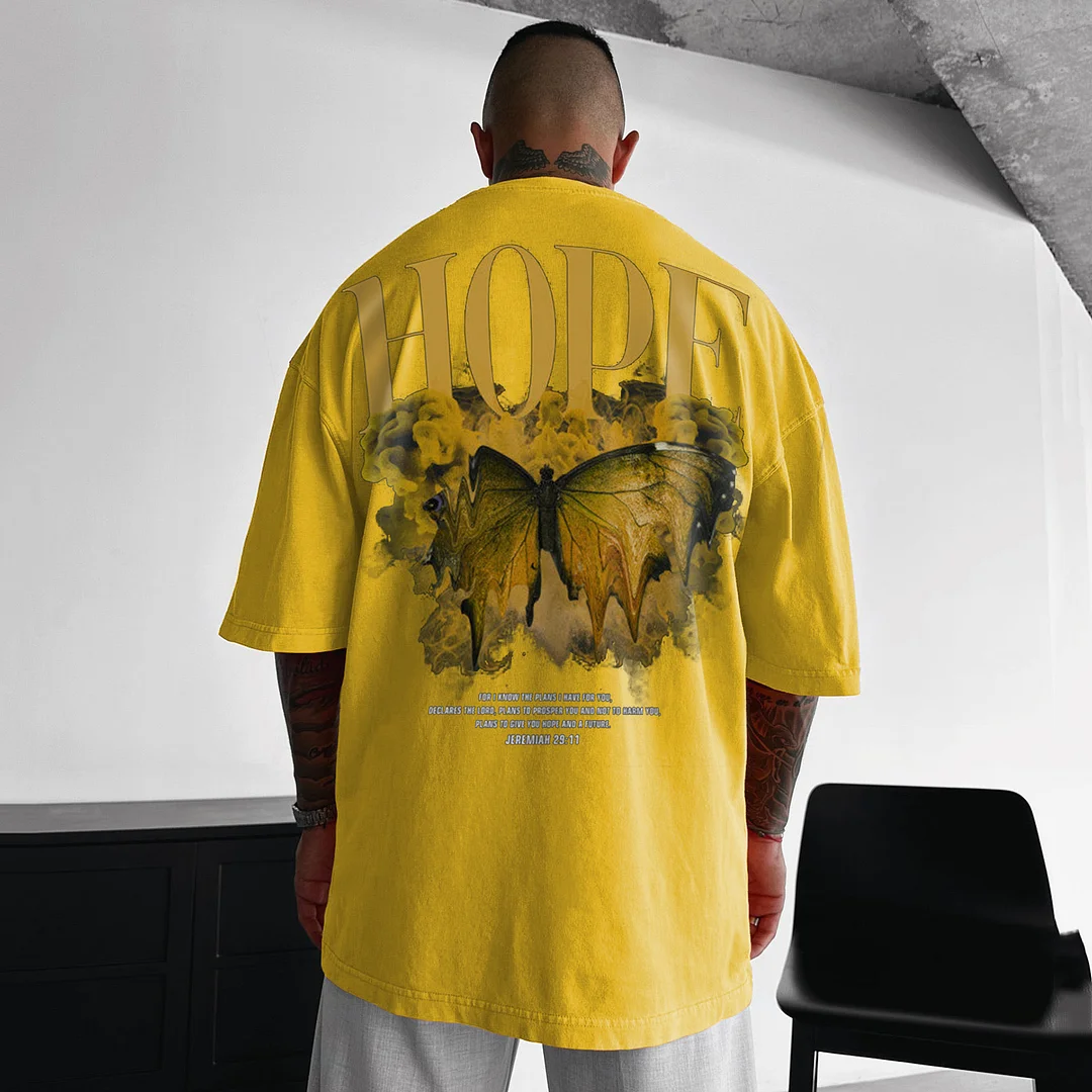 Hope Butterfly Printed Oversized T-shirt