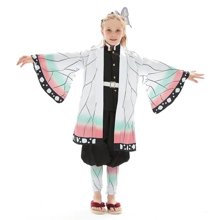 Demon Slayer Kochou Shinobu Uniform Outfit Halloween Carnival Suit for Kids Children Cosplay Costume