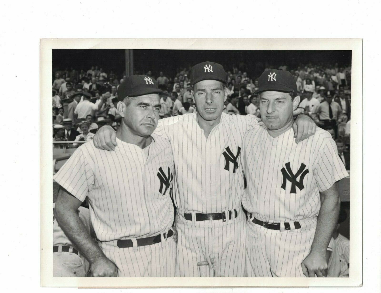 Joe Dimaggio Tommy Heinrich Charlie Keller 1955 NY Yankees INP News Photo Poster painting AO178