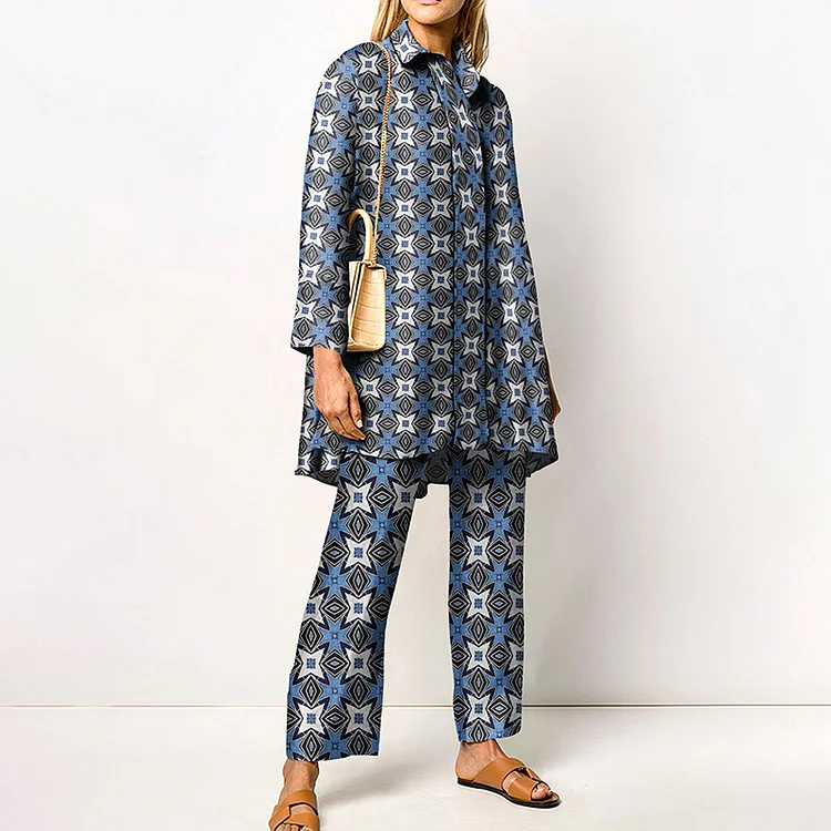 Fashion Geometric Print Two Piece Set