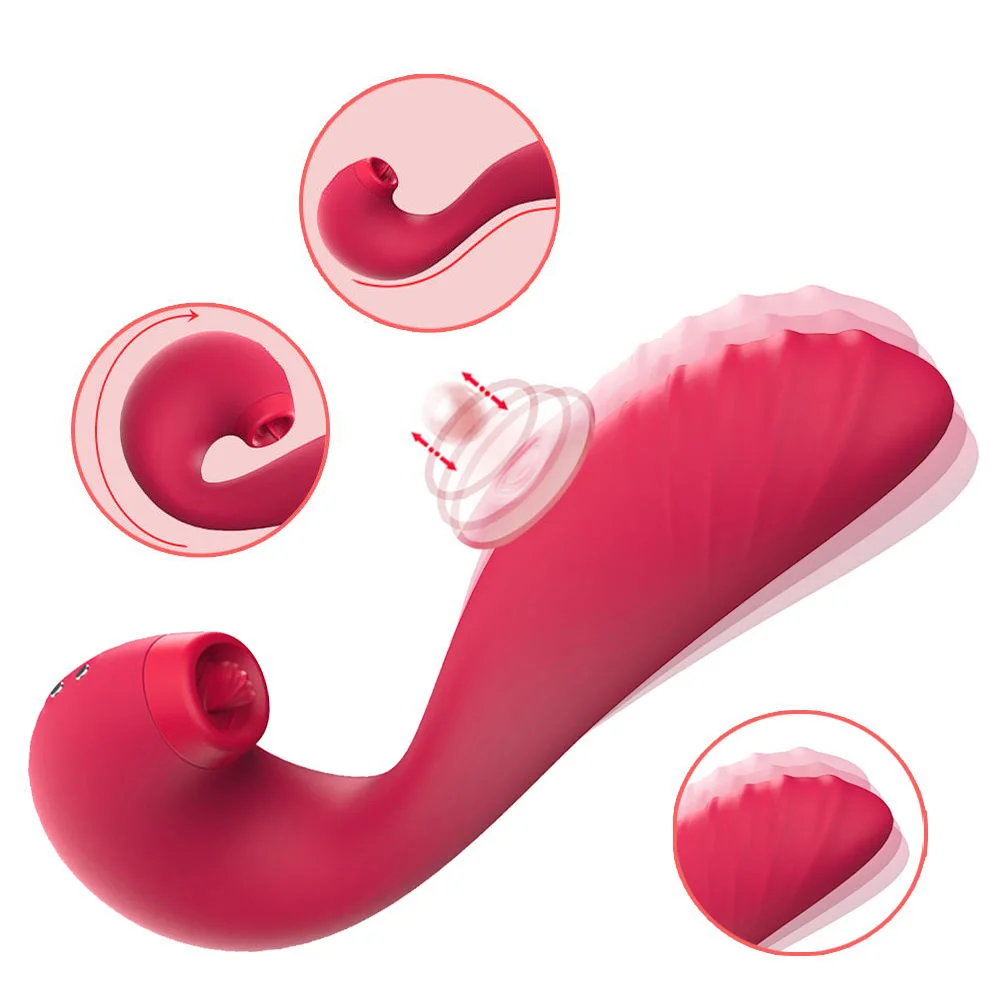 Red Velet - 3 In 1 Tongue Licking Tapping Vibration Massager Rosetoy Official