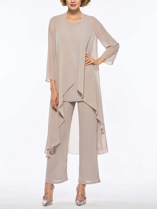 Round Neck Solid Color Vest Long Sleeve Top Trousers Three-Piece Suit