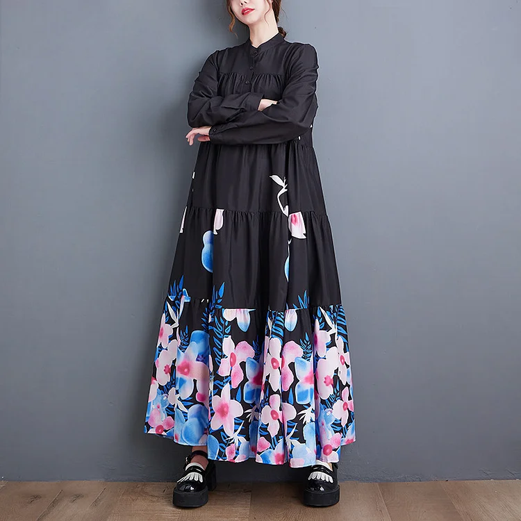 Literary Print Long Sleeve Midi Dress - yankia