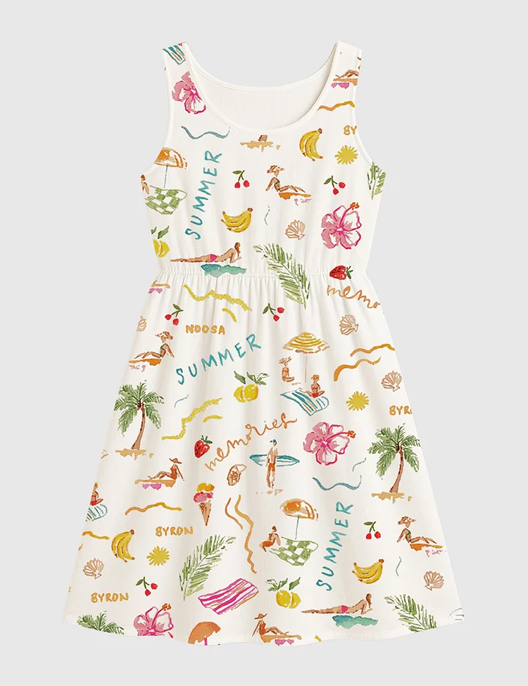 Women&rsquo;s Summer Memories Fruity Cocktails Tropical Trees Sandy Beaches Sleeveless Dress