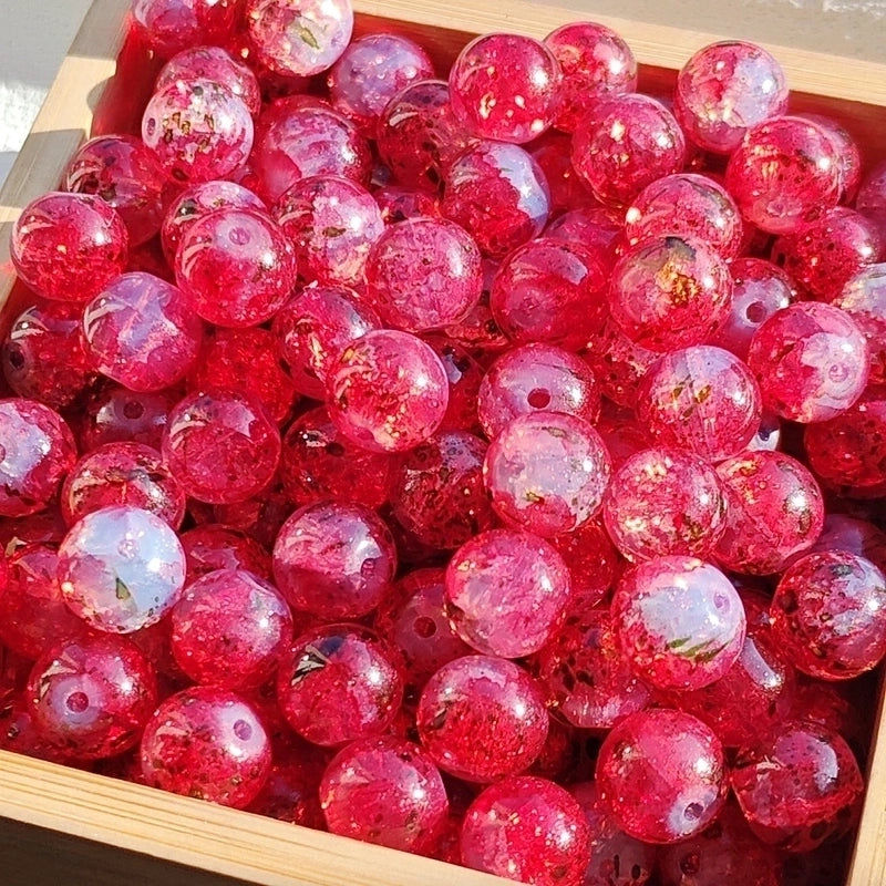 New 8/10mm Water Dyed Protein Jade Broken New Chinese Style Gold Sprinkling Glass Bead DIY Bracelet Ornament Straight Hole Beads Loose Beads