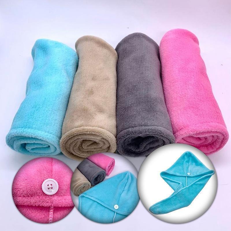 Rapid Hair Drying Microfiber Towel For Curly & All Hair Super Absorbent towel wrap with button
