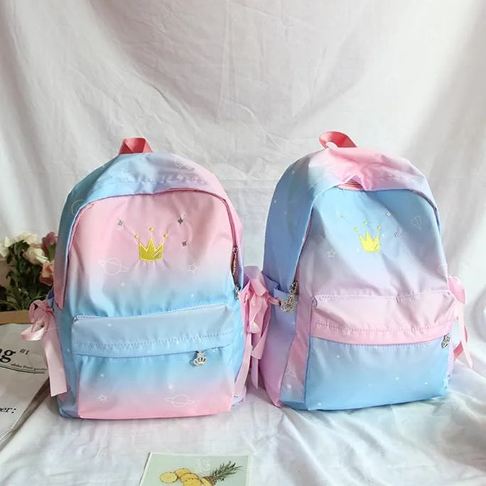 Blue Pink Pastel Crown Backpack S12732