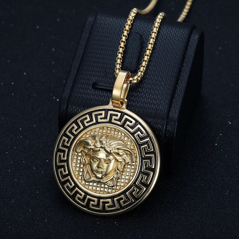 Hip-Hop Round Titanium Steel Plating 18K Gold Plated Men's