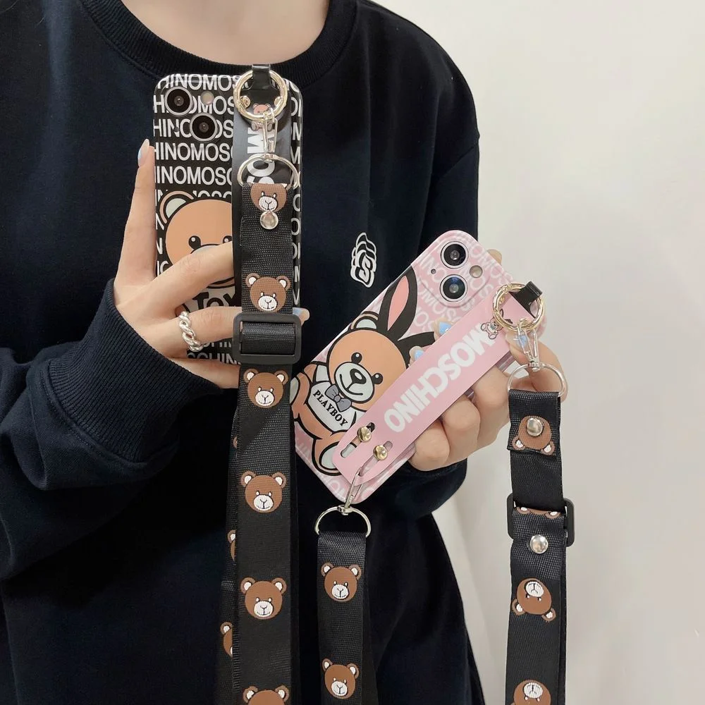 Funny Bear Wristband Lanyard Crossbody Case