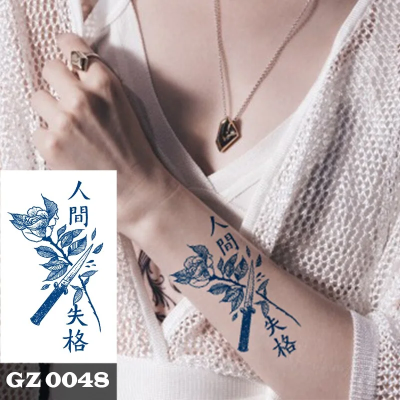 Premium Waterproof Temporary Tattoos for Women Men,Lifelike fake Tattoo Long-Lasting 1-2 Weeks ,Dark Blue Semi Permanent Tattoos