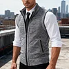💥2025 New Arrivals!Men's Solid Color Vest Jacket, Men's Casual Stand-up Collar Sleeveless Knitwear
