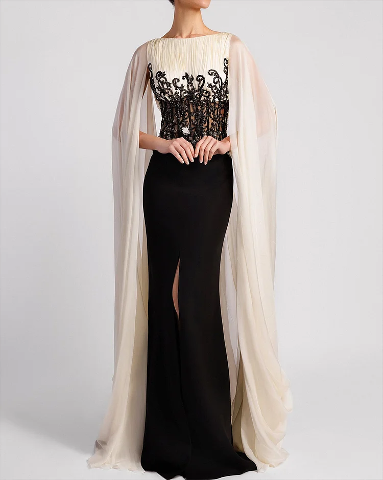 Women's Round Neck Slit Embroidery Dress