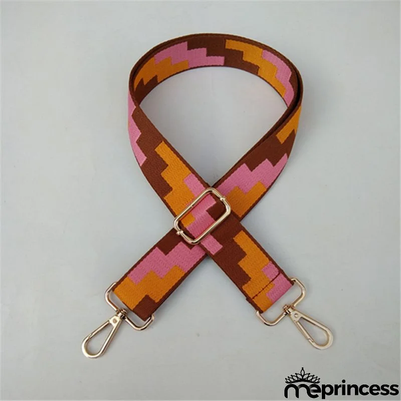 Women Fashion Color Block Adjustable Decompression Replacement Long Strap Bag Accessories