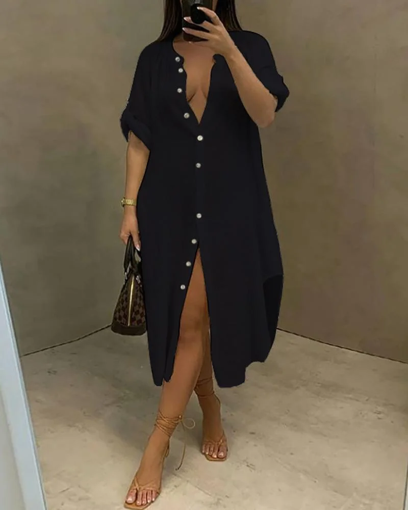 Casual Long Sleeve Shirt Dress