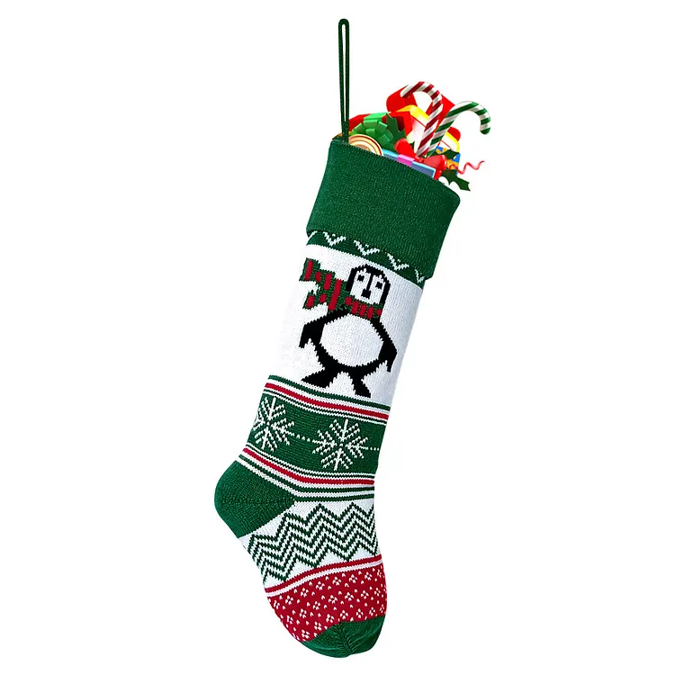 Christmas Decorative Socks Gift Socks Hanging Elk Wool Stocking Jacquard Christmas Stocking VOCOSI VOCOSI