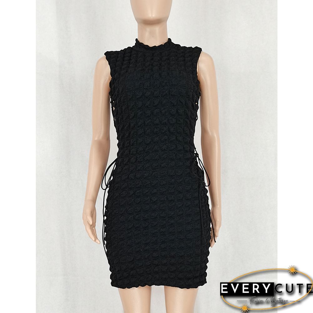 Black Side Lace-up Sleeveless Bodycon Dress