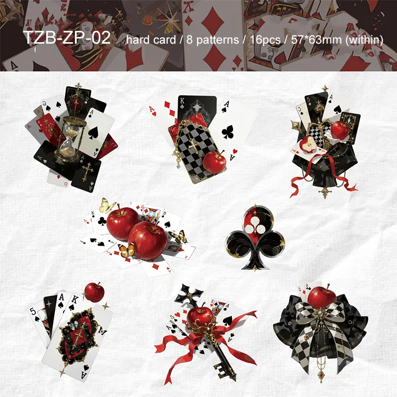 Sticker - Card Series Vintage Flower Playing Cards 1.42
