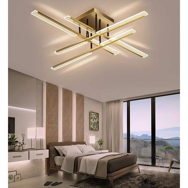 Linear Display Ornate Metal LED Flush Mount Ceiling Light for Living Room - Appledas