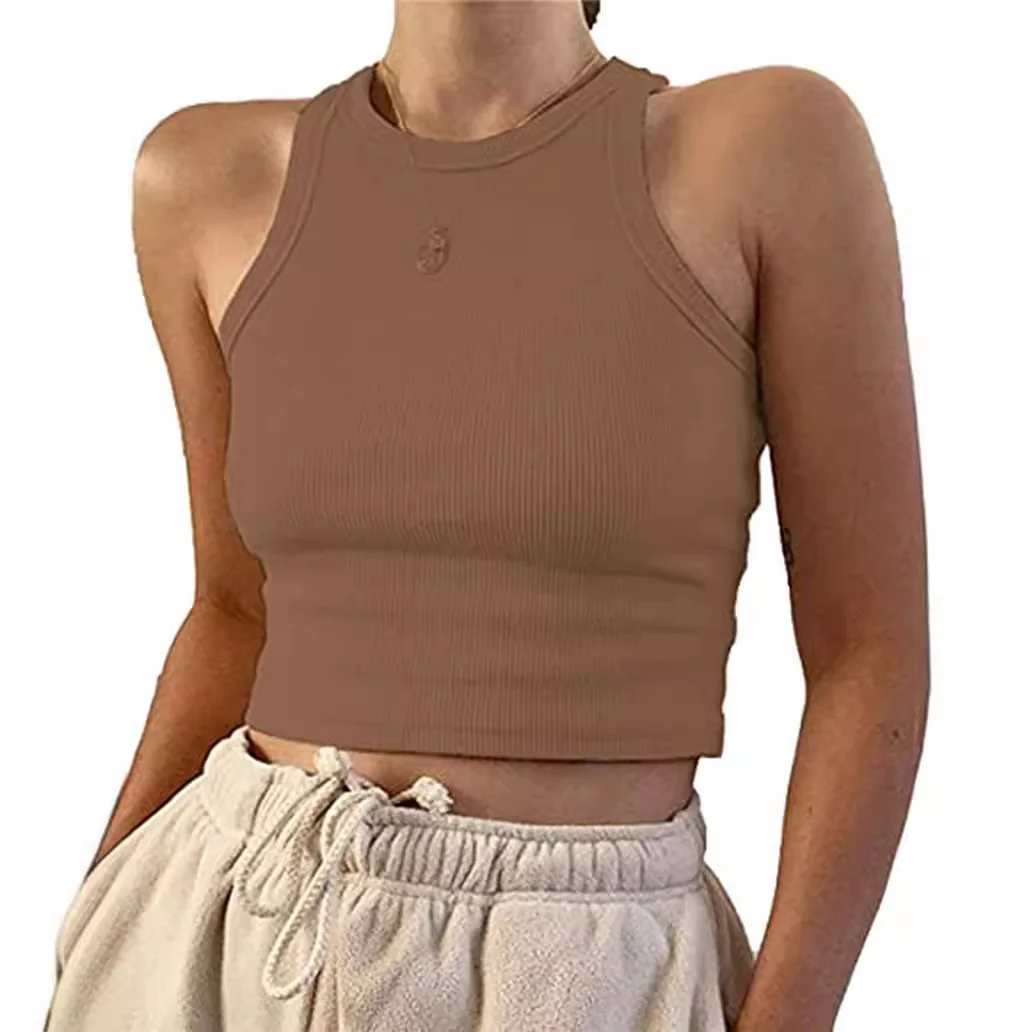 Brownm Brownm Women's Wish New Summer Pure Color Sleeveless Slim Short Small Vest Women