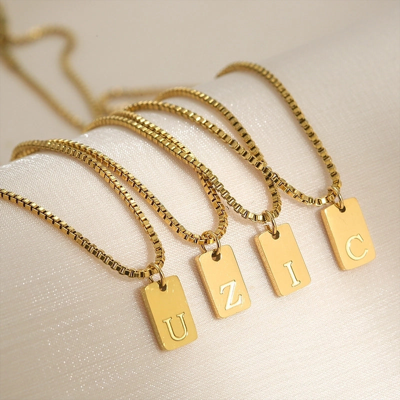 Minimalist Letter 304 Stainless Steel 18K Gold Plated Pendant Necklace