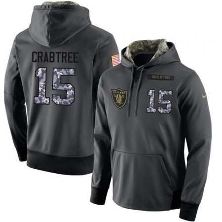 NFL Men's  Oakland Raiders #15 Michael Crabtree Stitched Black Anthracite Salute to Service Player Performance Hoodie