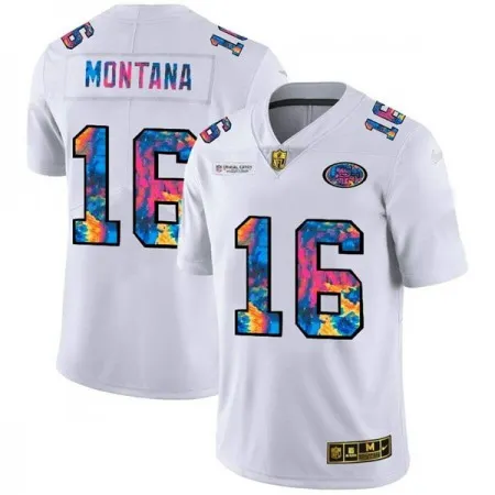 Men's San Francisco 49ers #16 Joe Montana 2020 White Crucial Catch Limited Stitched Jersey