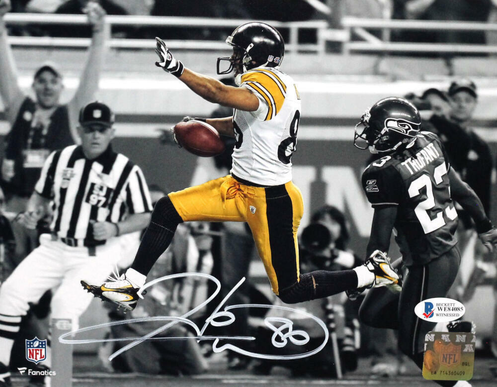 Hines Ward Signed Steelers 8x10 FP B&W Spotlight Photo Poster painting - Beckett W Auth *White