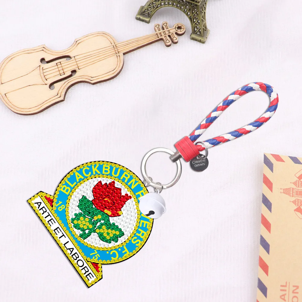 5D DIY Blackburn Rovers FC Double Sided Full Drill Keyring Diamond Keychains Pendant